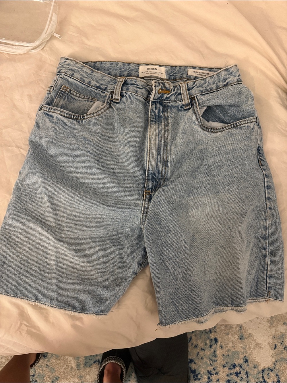 Cotton On high straight Bermuda denim shorts
